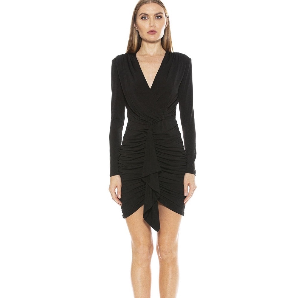 Alexia Admor Ruched Black Cocktail Dress